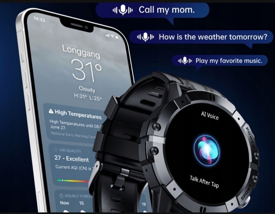 C29 AI Smartwatch Zegarek Sportowy Pancerny