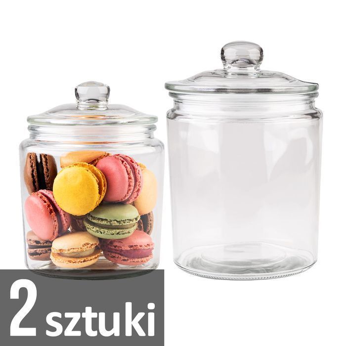 Zestaw 2 sztuk (1 l + 2 l) -  słoik szklany ciacho