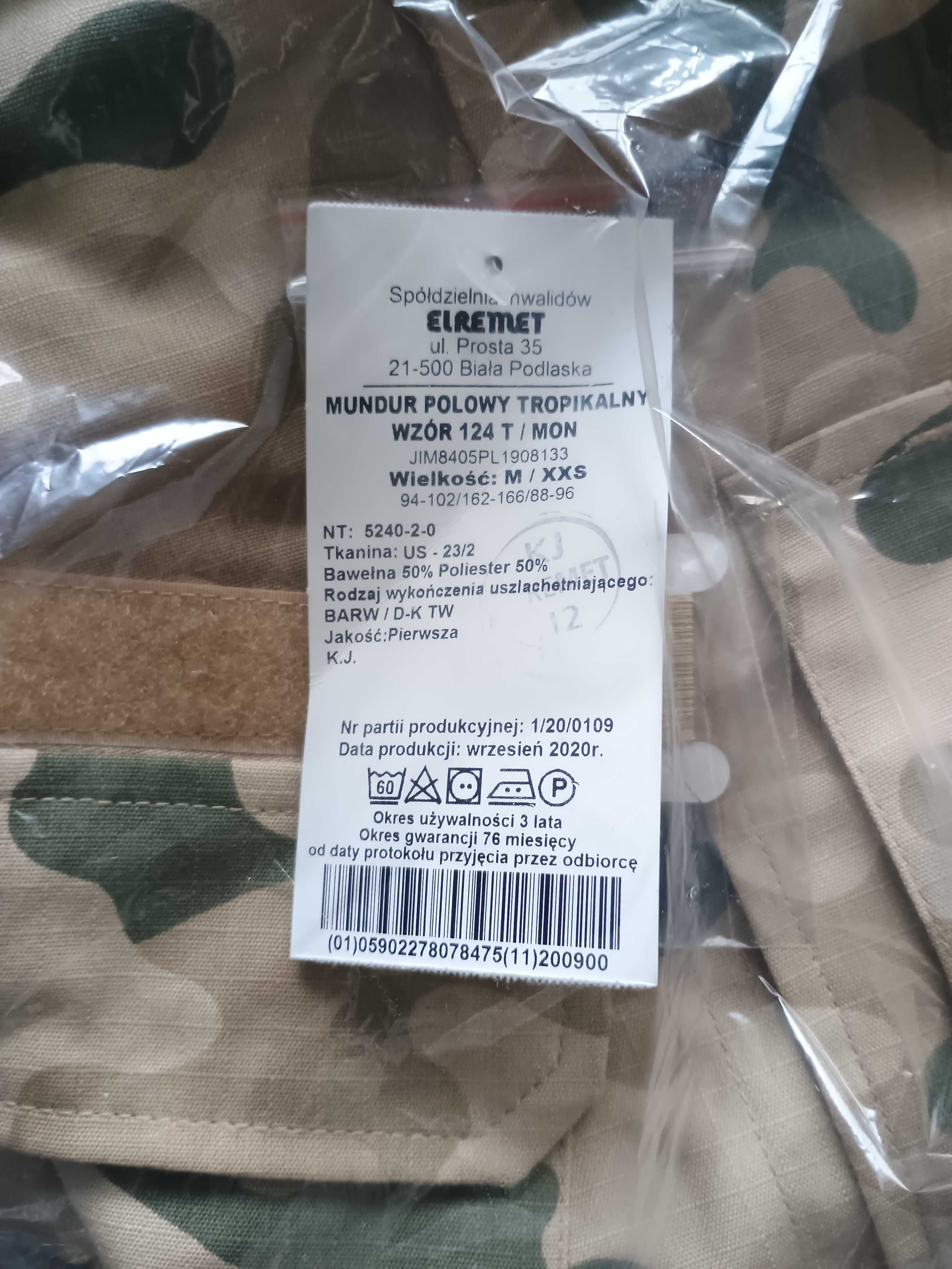 Mundur polowy tropikalny wzór 124T/MON rozmiar M/XXS