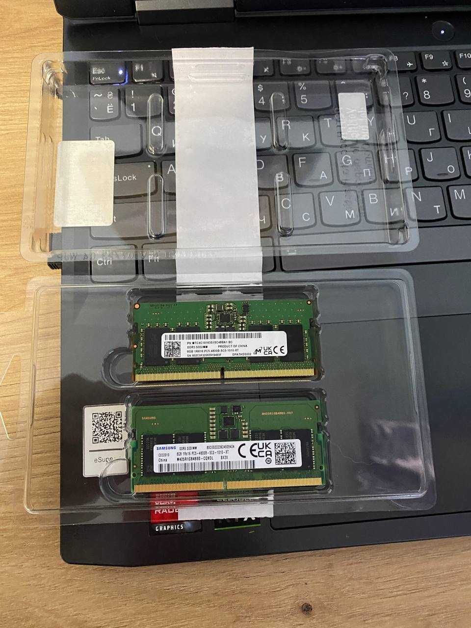 Оперативна память DDR5 16 ГБ (2x8 ГБ) SO-DIMM | Samsung + Micron