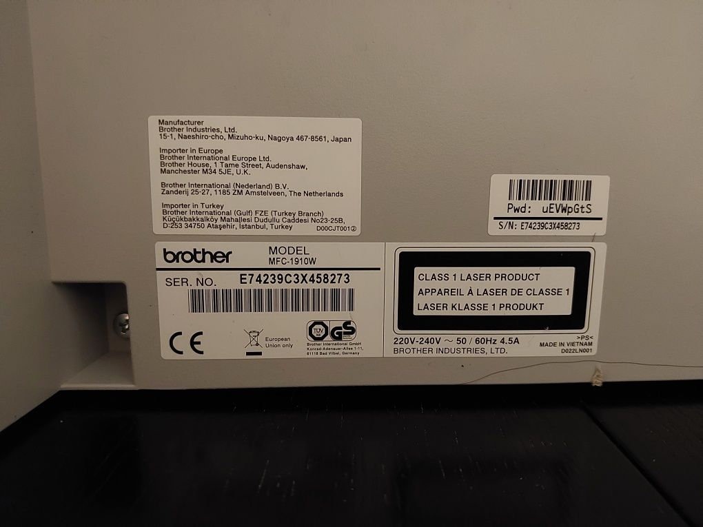 Drukarka laserowa Brother MFC-1910W (WIFI) Skaner Kopia Toner