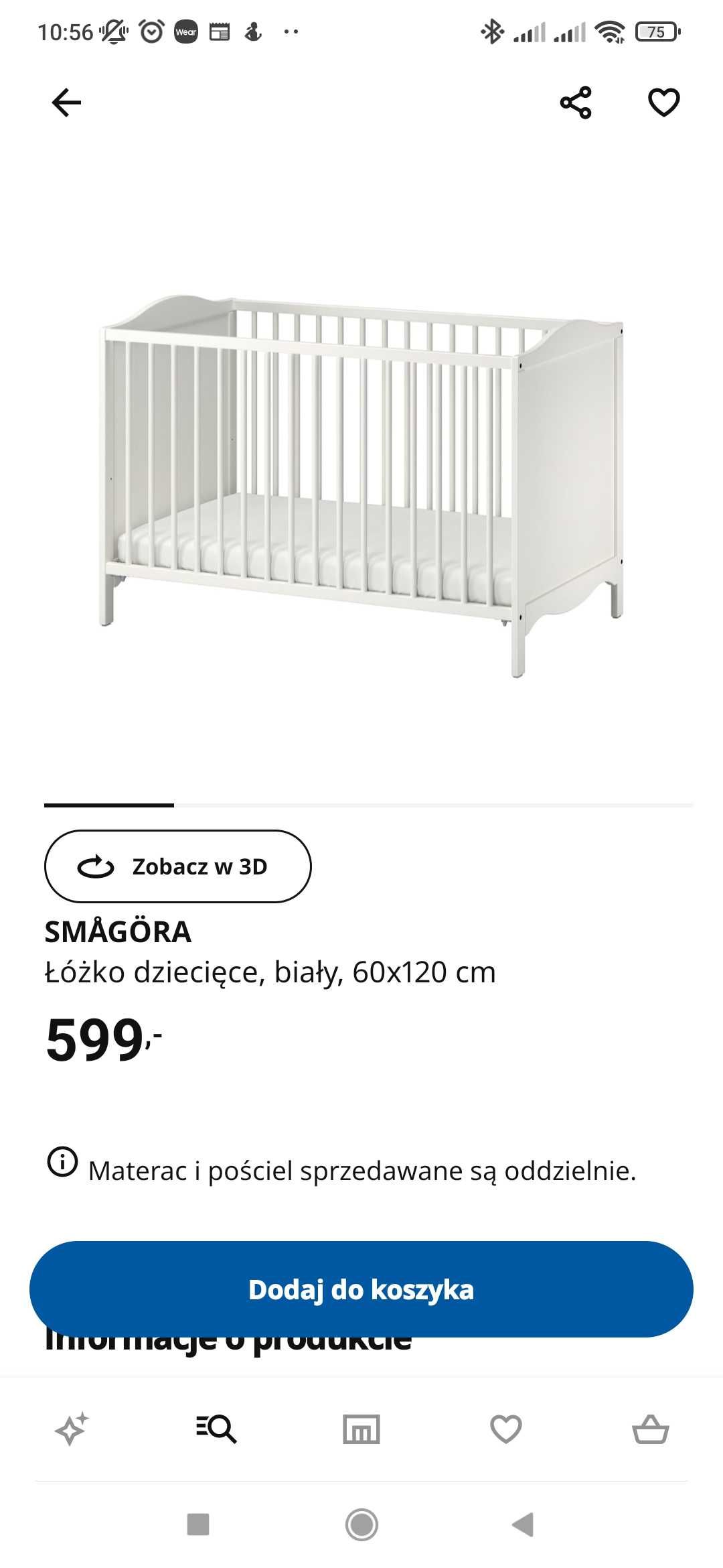 Łóżeczko dziecięce z materacem ikea