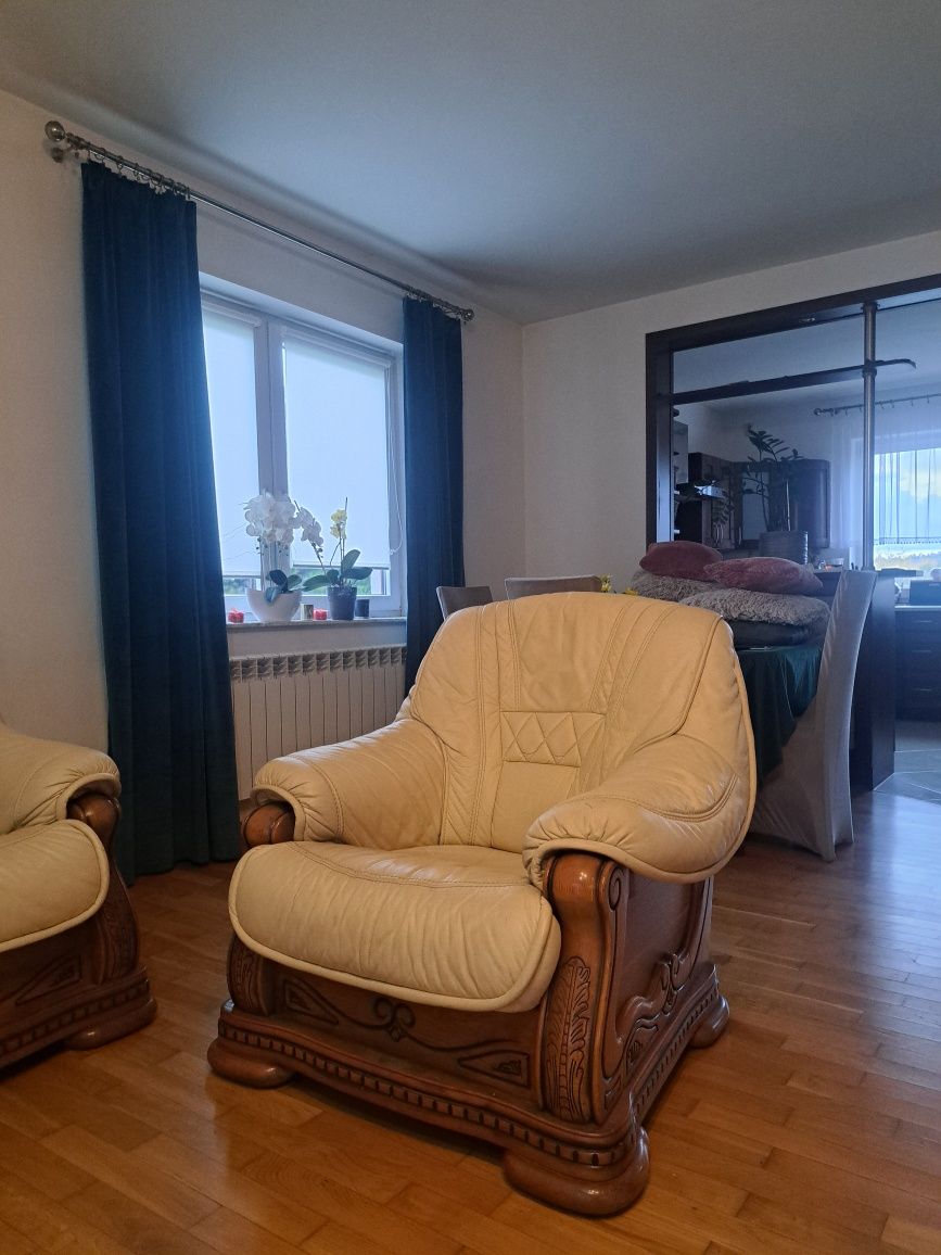 Zestaw wypoczynkowy sofa + 2 fotele ze skóry