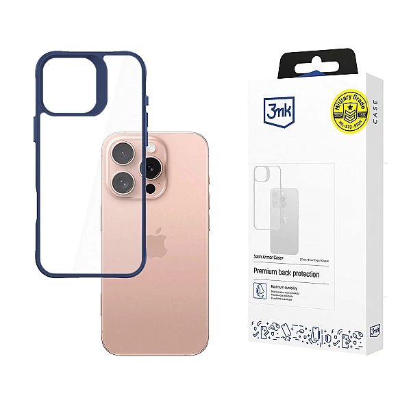 Etui 3mk Satin Armor Case+ Blue na Apple iPhone 16 Pro - przezroczyste