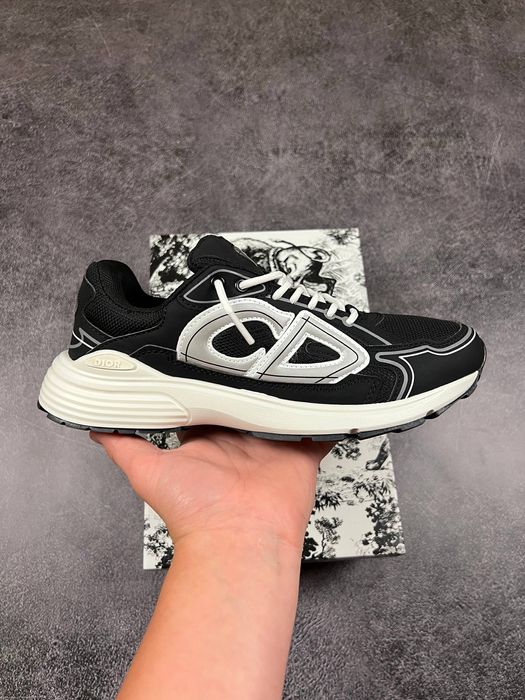 Dior B30 Black White мужские кроссовки новые черные Диор