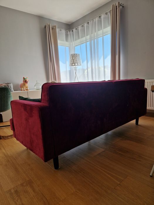 Sofa burgund ciemniejsza  miękka i mega wygodna Velvet burgundowa  we