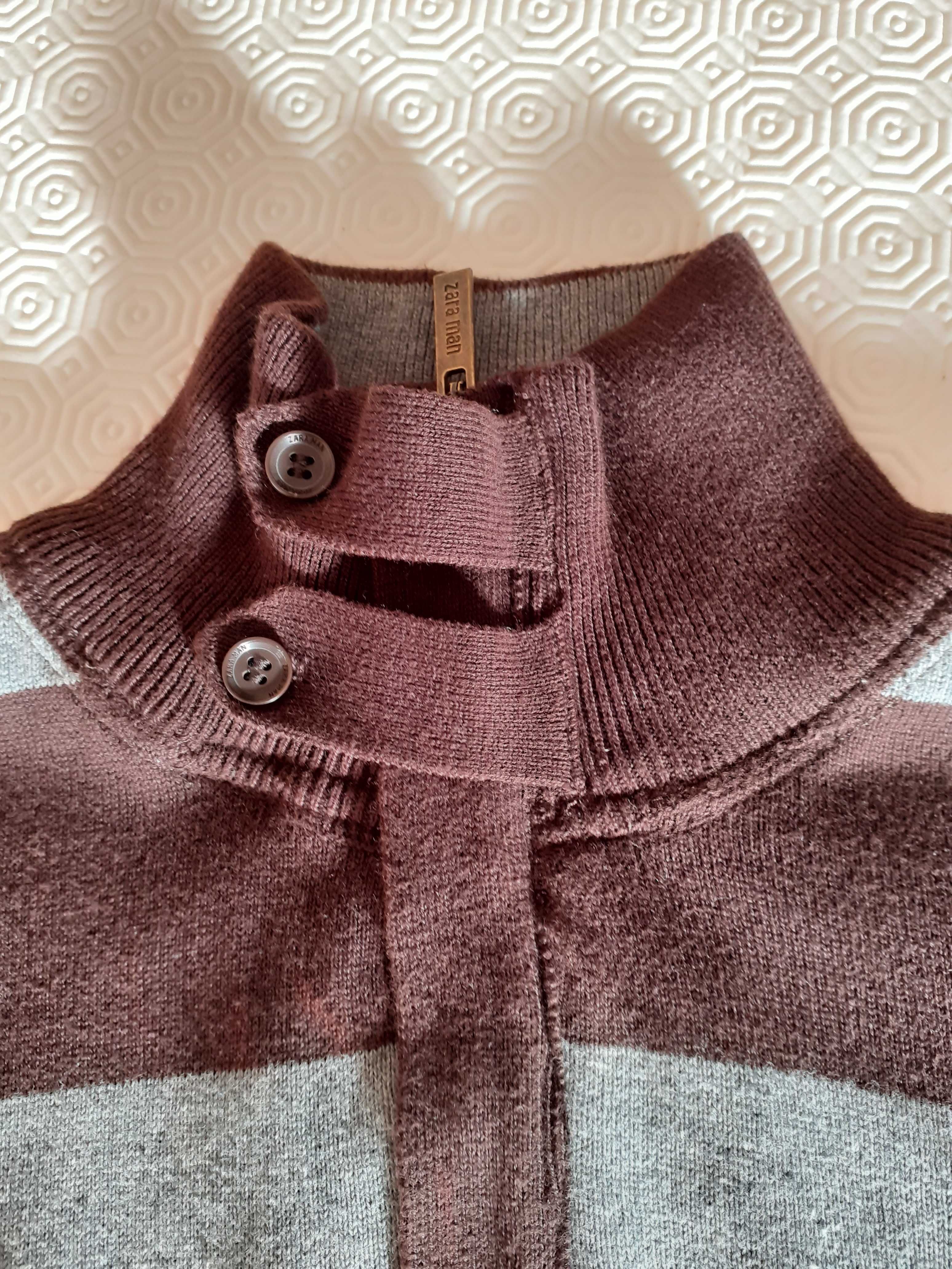 Camisola/Polo em malha cinzento e castanho Zara
