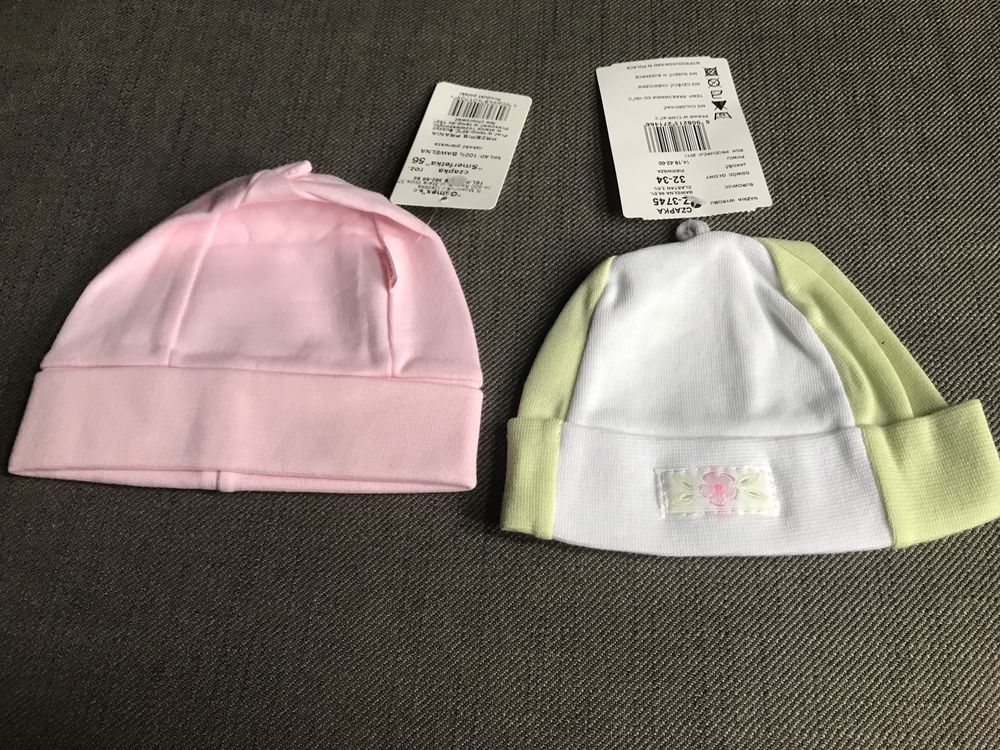 Czapka niemowlęca smerfetka 32-34 cm komplet 2 sztuki bawełna nowe