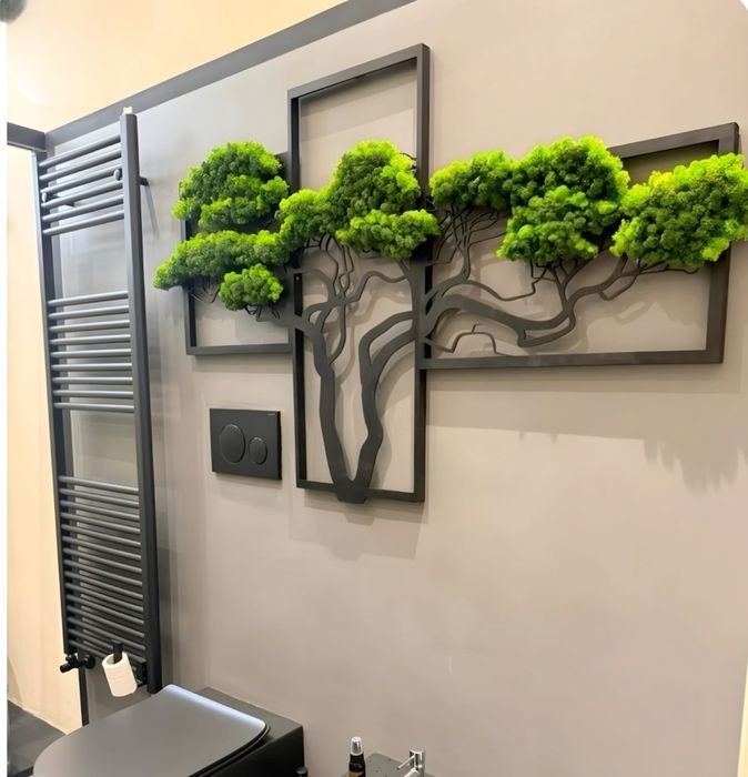 Drzewko Tryptyk.Mech Chrobotek. Obraz z mchem chrobotkiem. Prezent.