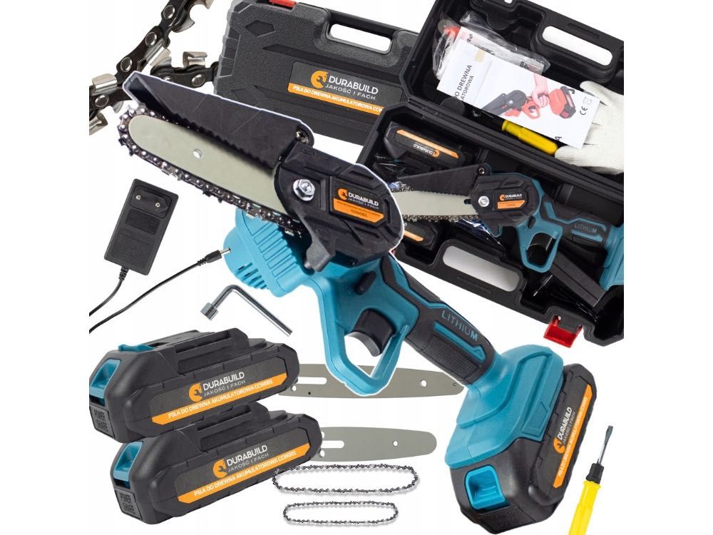 ZESTAW Piła Łańcuchowa Mini Pilarka Akumulatorowa 21V Gałęziówka 4" 6"