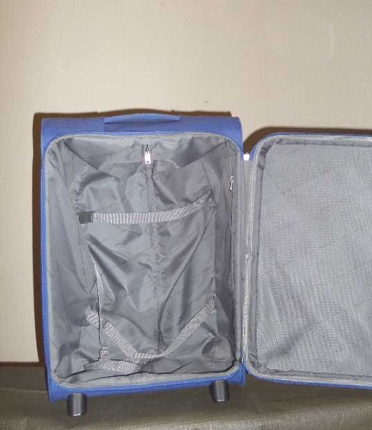 Чемодан тканевый синий, валіза, 2 колеса, размер 60Х40Х24/29 см.