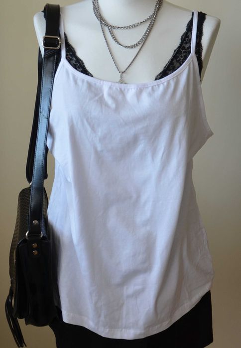 Bawełniana koszulka na  ramiączkach,podkoszulka biała nowa rozmiar XL