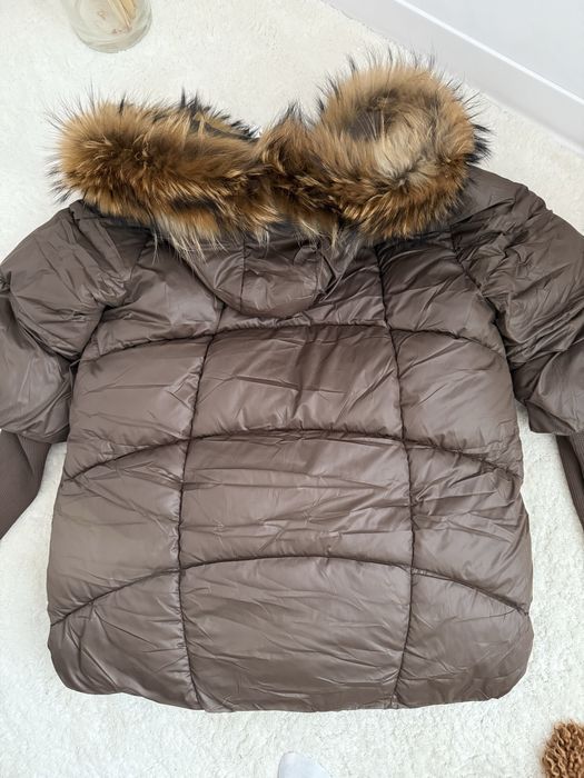 Brązowa kurtka parka z futerkiem futro M