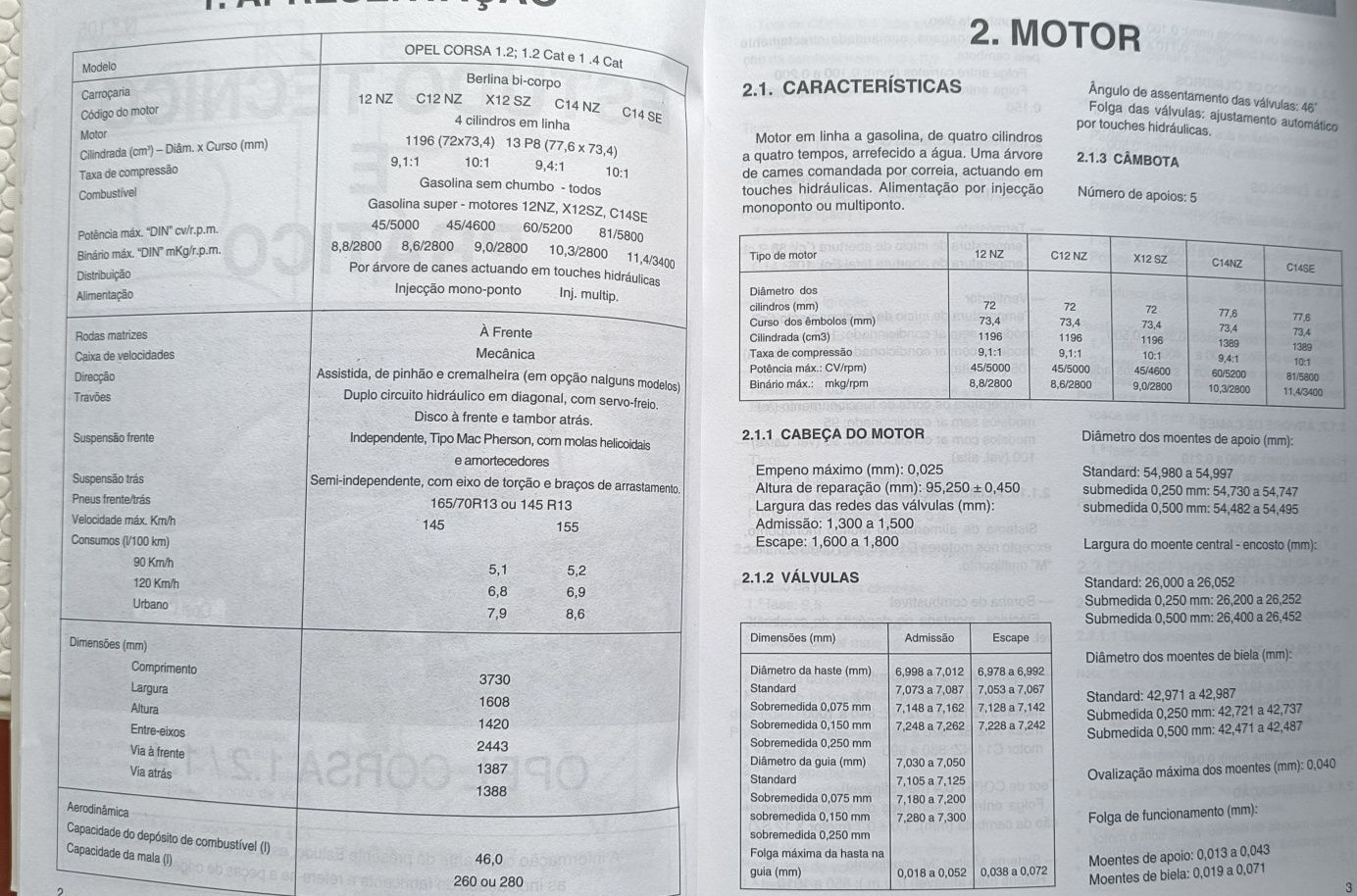 Manual mecânico de oficina para Opel Corsa B 1.2/1.4. Estado Novo