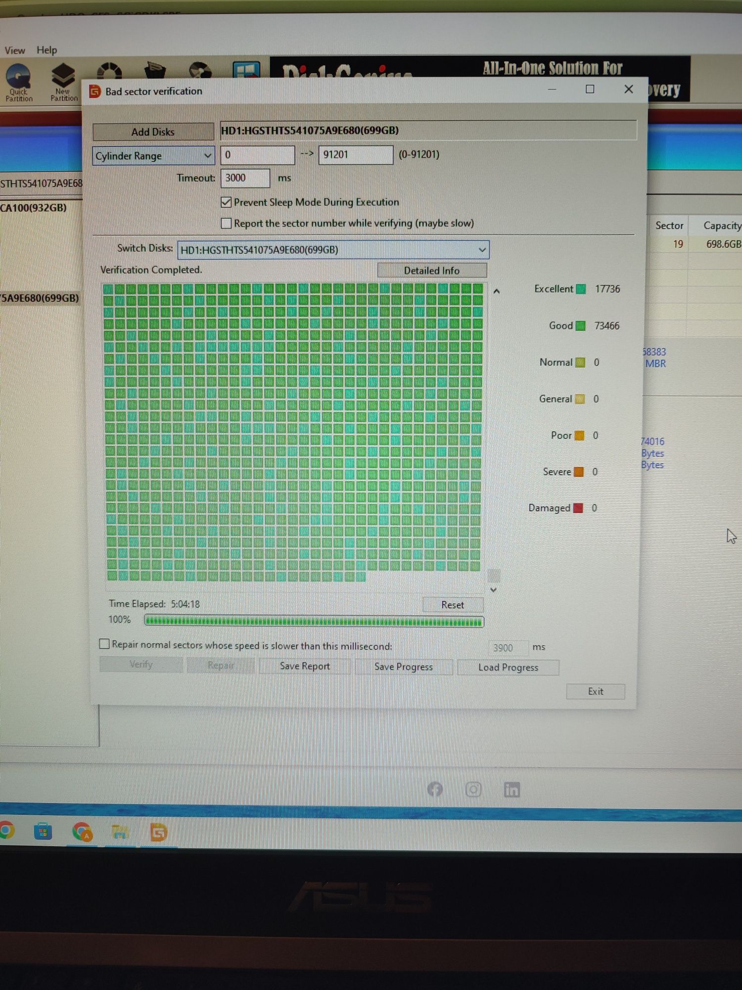 Disco rígido 2,5" HGST 750GB usado