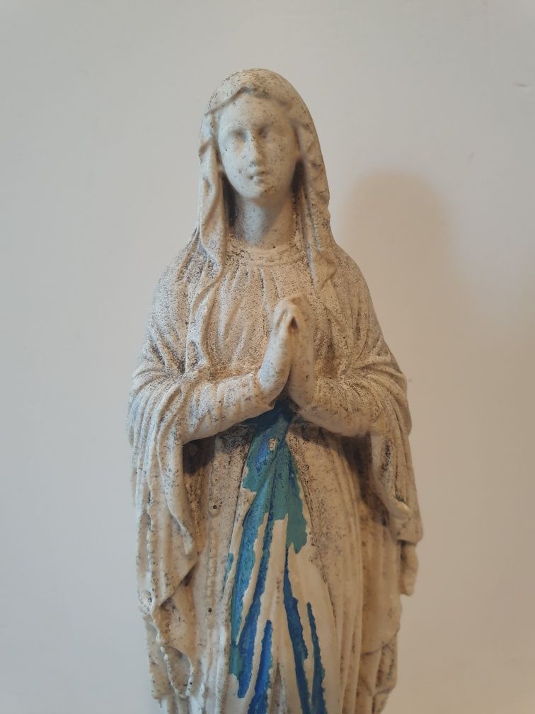 Linda antiga francesa escultura de Nossa Senhora de Lourdes - marcada