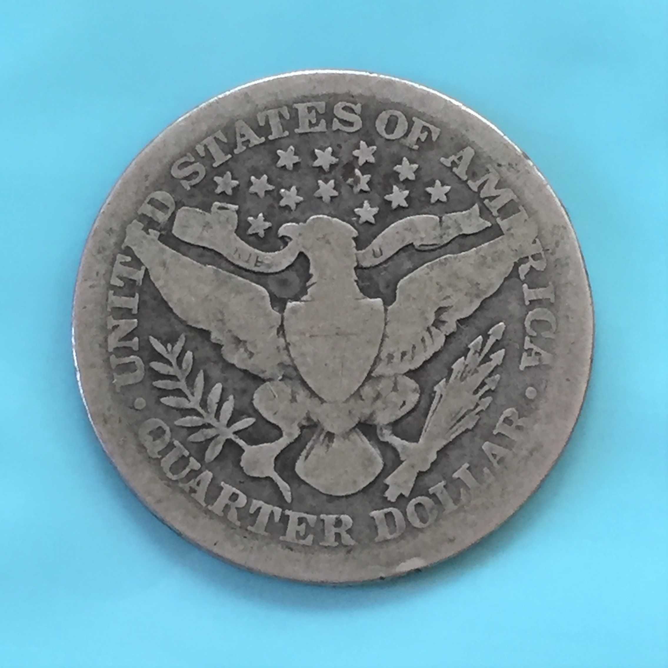 USA - moeda Quarto de Dólar (BARBER QUARTER) 1908 - prata