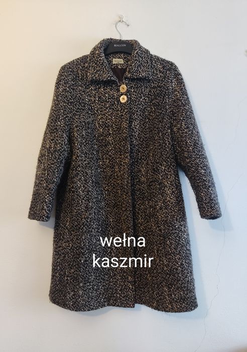 Welniano-kaszmirowy płaszcz r. 40 - vintage