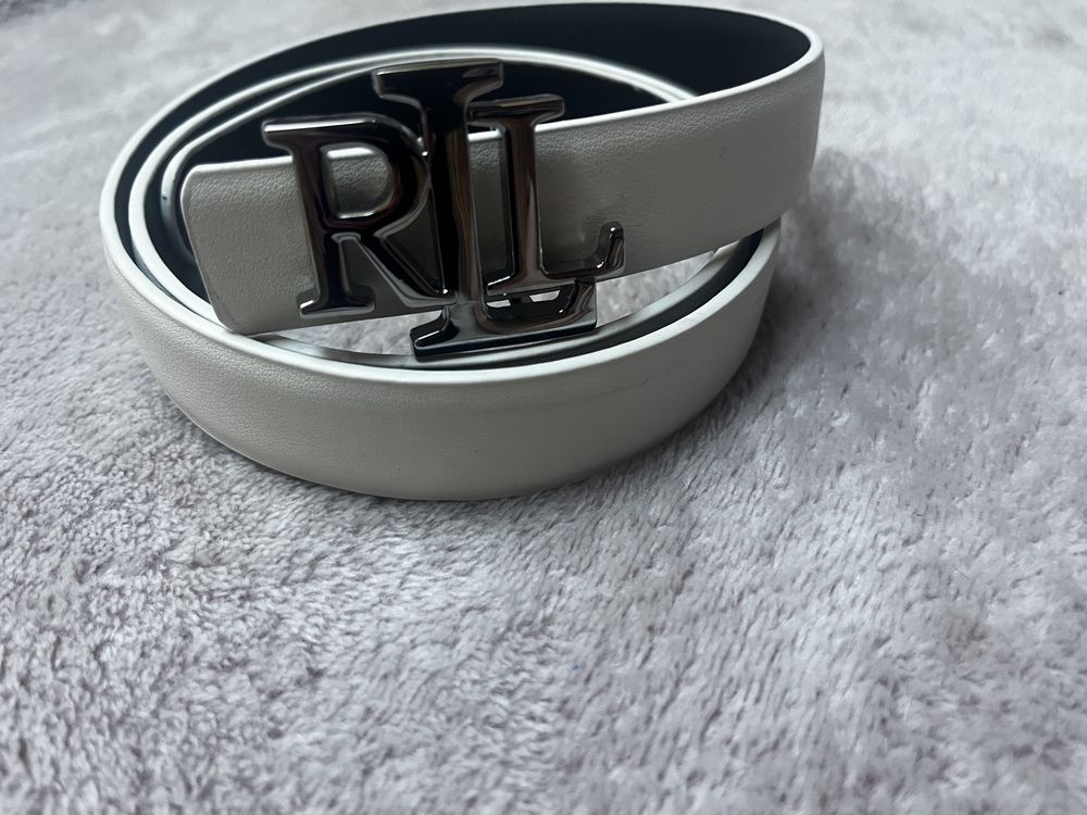 Nowy pasek czarny biały dwustronny RLL Ralph Lauren