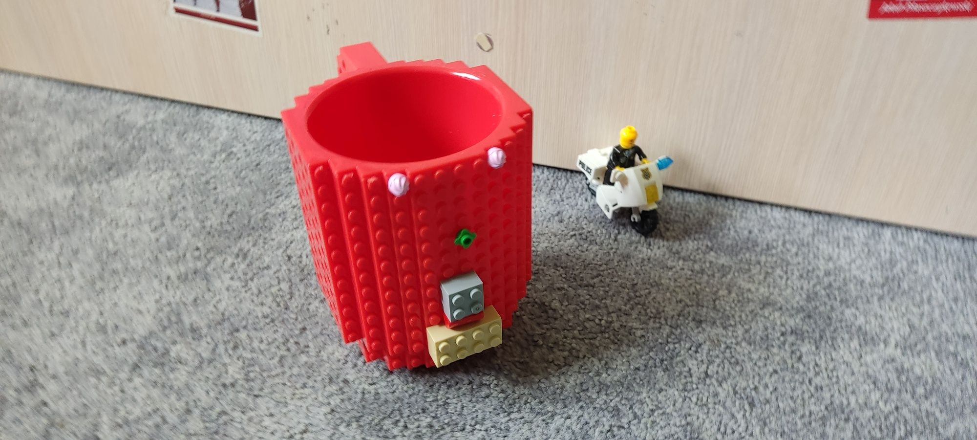 Kubek do lego XXL 350ml kubek do klockow czerwony