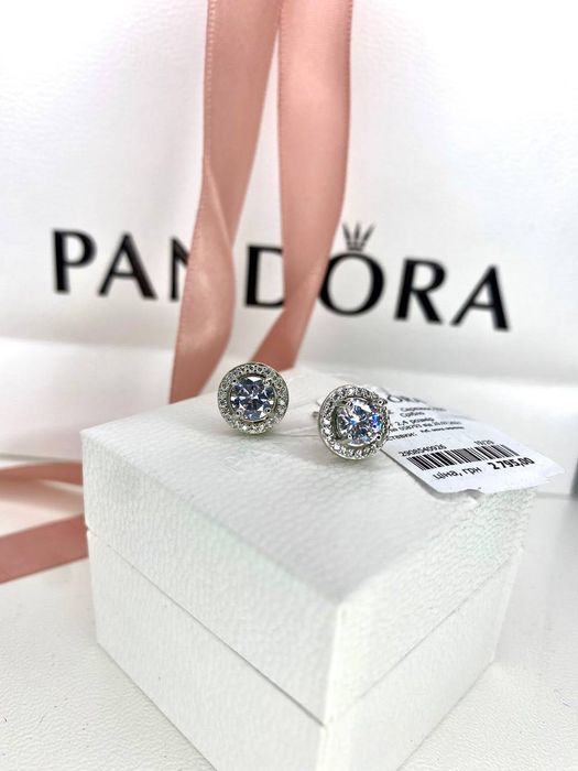 Сережки пусети пандора оригінал, нові сяючі сережки пандора, серьги