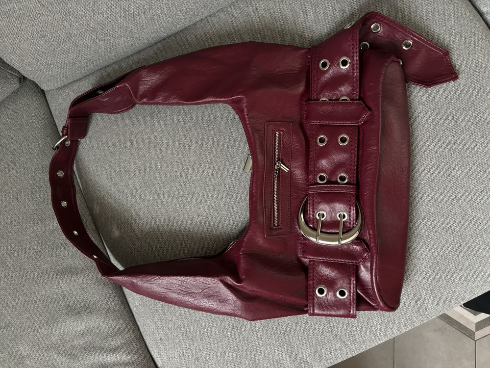 Torebka hobo burgundowa avant garde torebka vintage klamra burgundowa