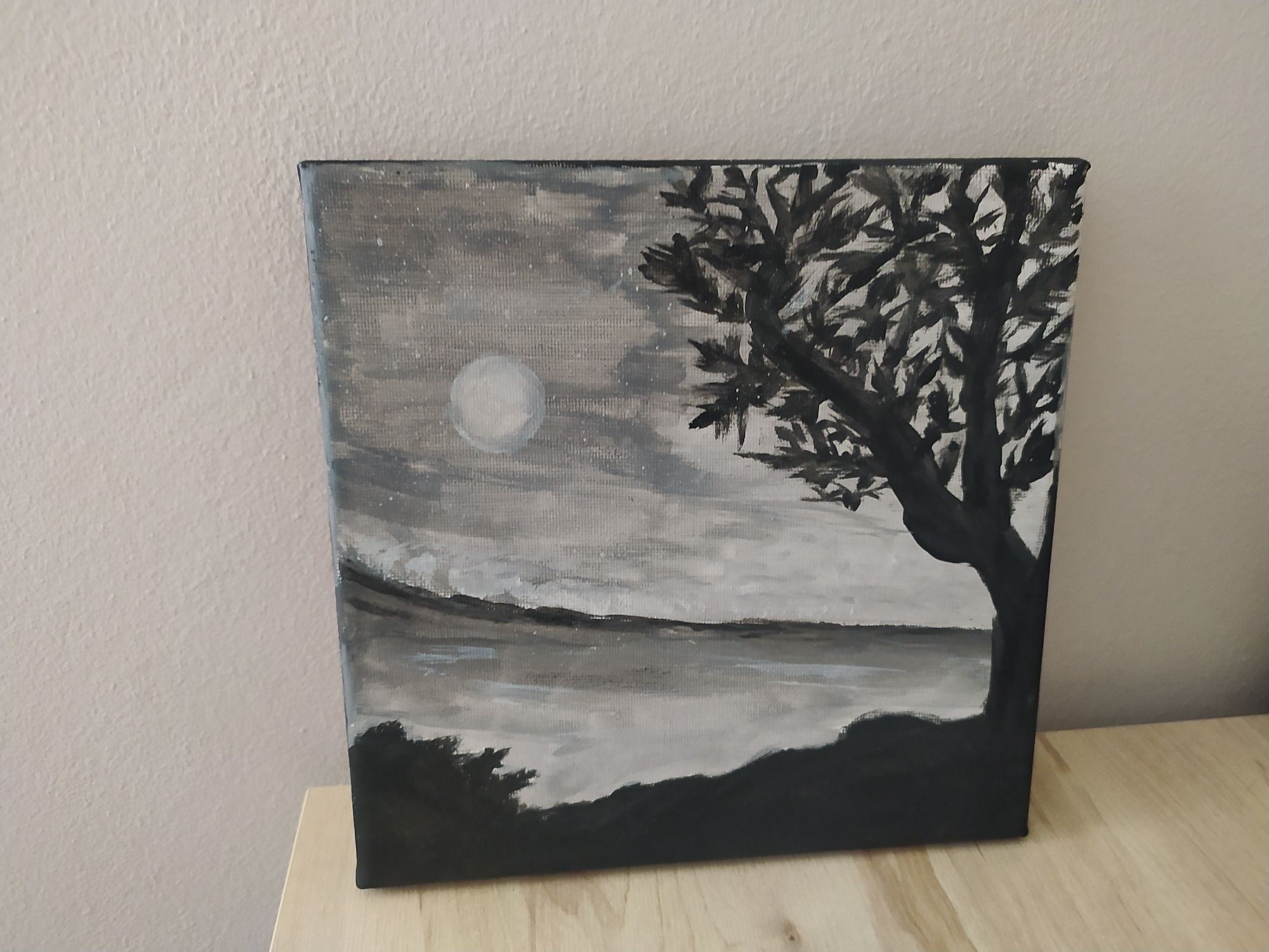 Obraz na płótnie- hand made - krajobraz zachodzące słońce