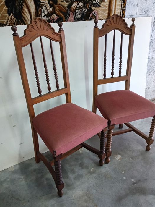 Cadeiras de quarto em madeira maciça , tecido em veludo lavável, exemp