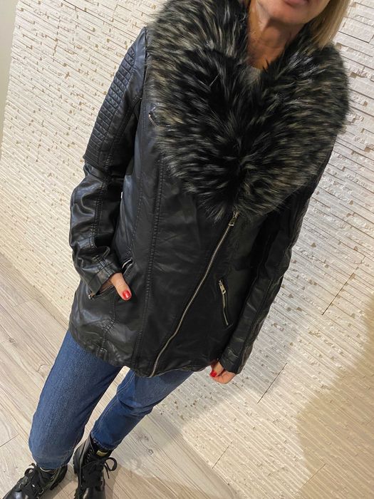 Lady G Ramoneska eko skóra z dużym obszyciem miękka  L