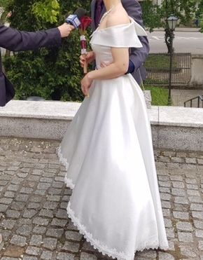 Przynosi szczęście! Suknia ślubna sukienka biała perła r.34/36 stylowa