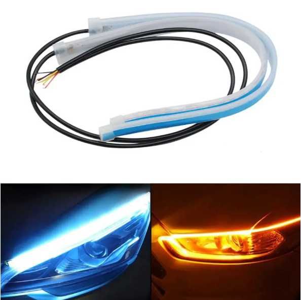 Дневные гибкие ходовые Led огни DRL в фару с бегущим поворотом
