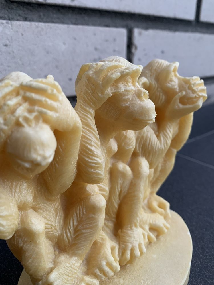 3 małpy rzeźba figura imitacja kości sloniowej