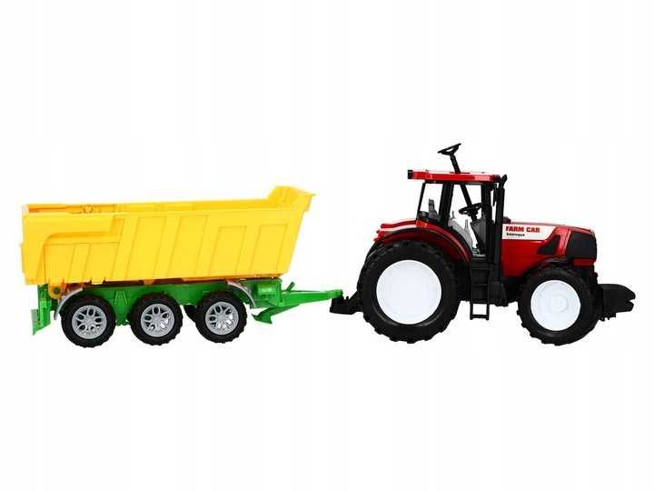 DUŻY TRAKTOR FARMER + MASZYNY wywrotka Ruchome części napęd 53 cm