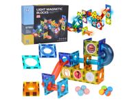 Klocki Magnetyczne 3D dla dzieci Zbuduj Świecący Tor Kulkowy 49 szt