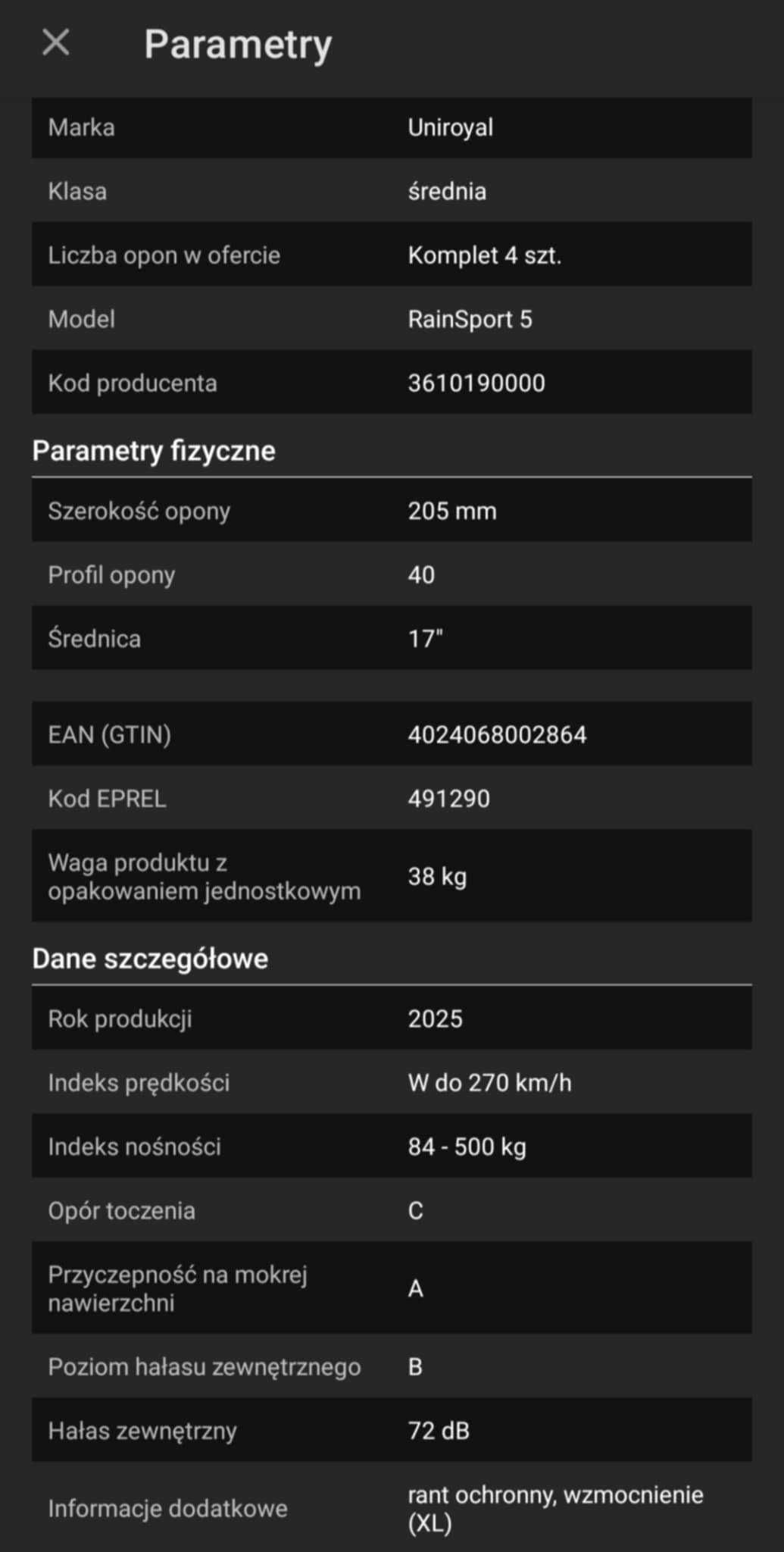 Nowe opony 
4 x OPONY LETNIE 205/40R17 Uniroyal RAINSPORT 5 84W