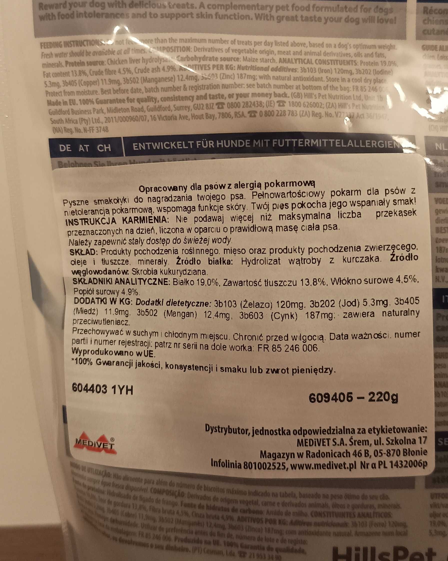 Przysmaki Hill's Hypoallergenic Treats - dla psa alergika