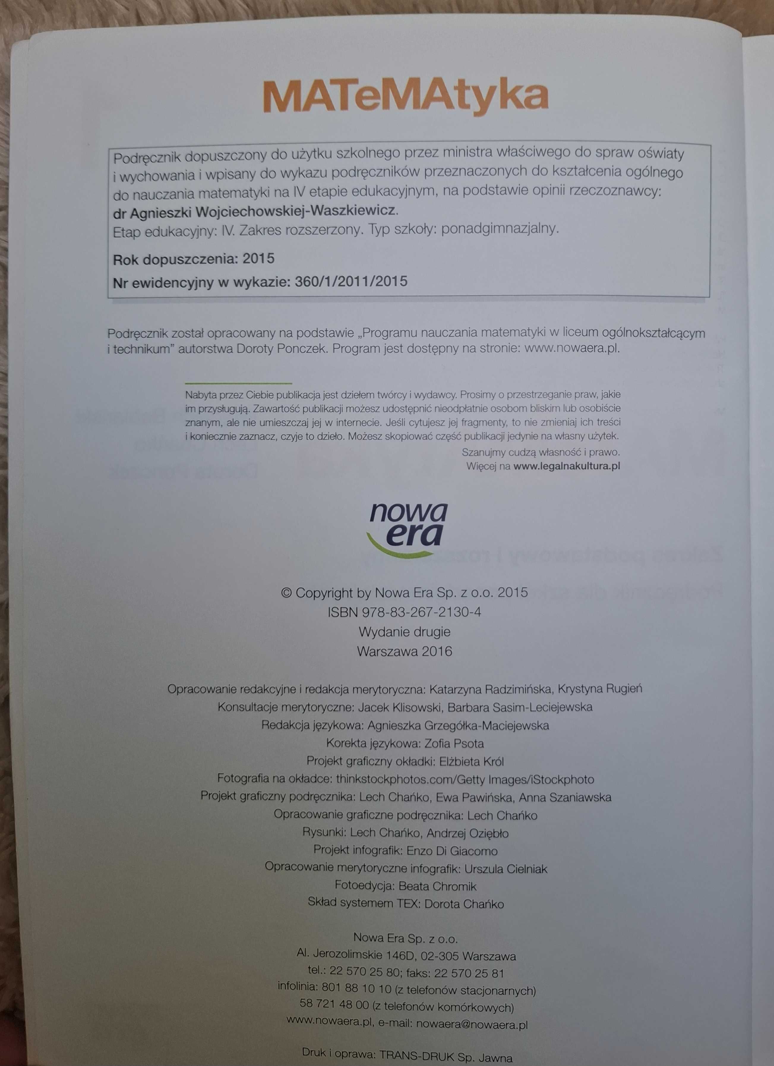 MATeMAtyka 1 2 3 zakres rozszerzony Nowa Era Babiański liceum 2016