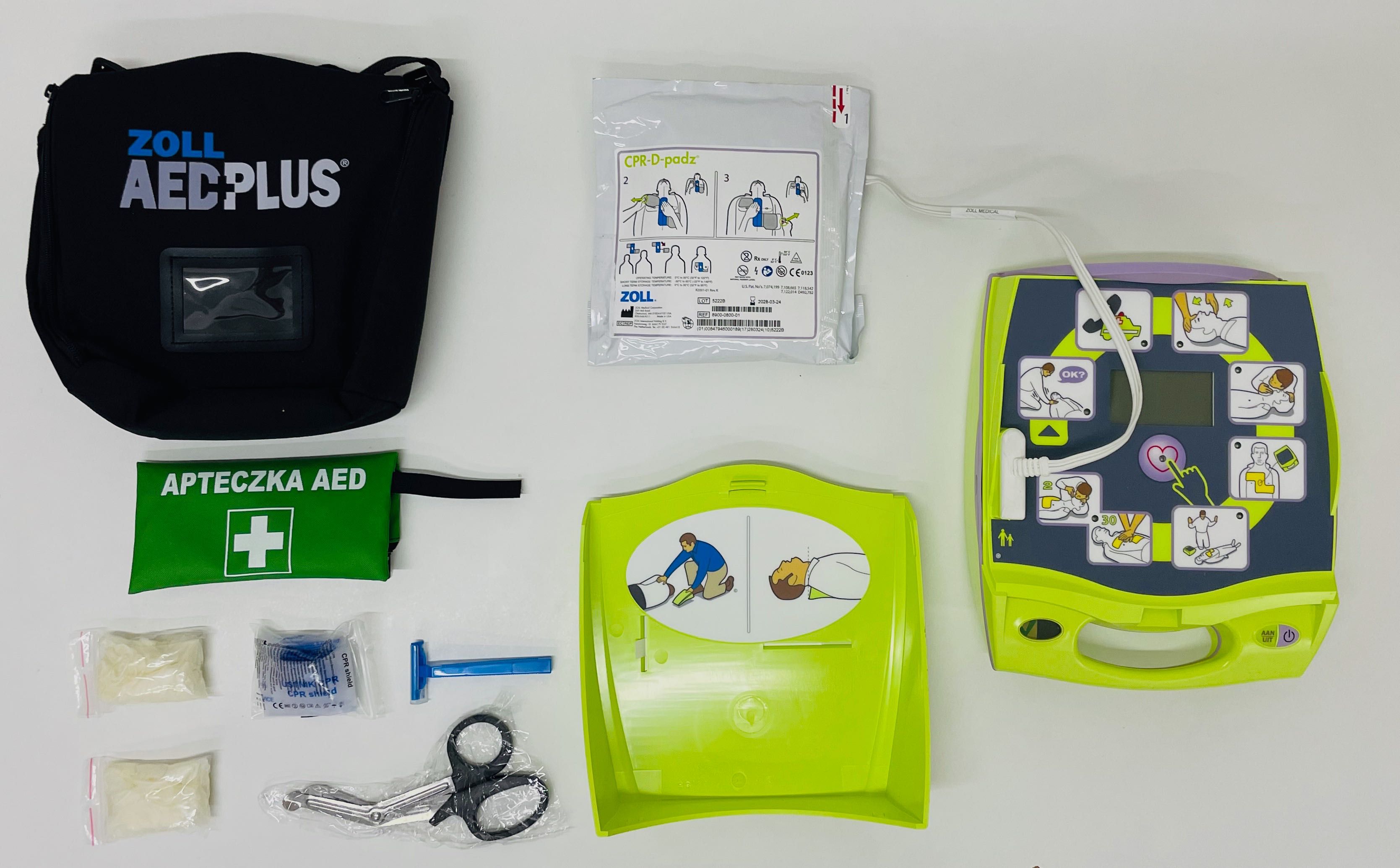 Defibrylator AED ZOLL PLUS j.polski, nowa torba, elektrody CPR-D !