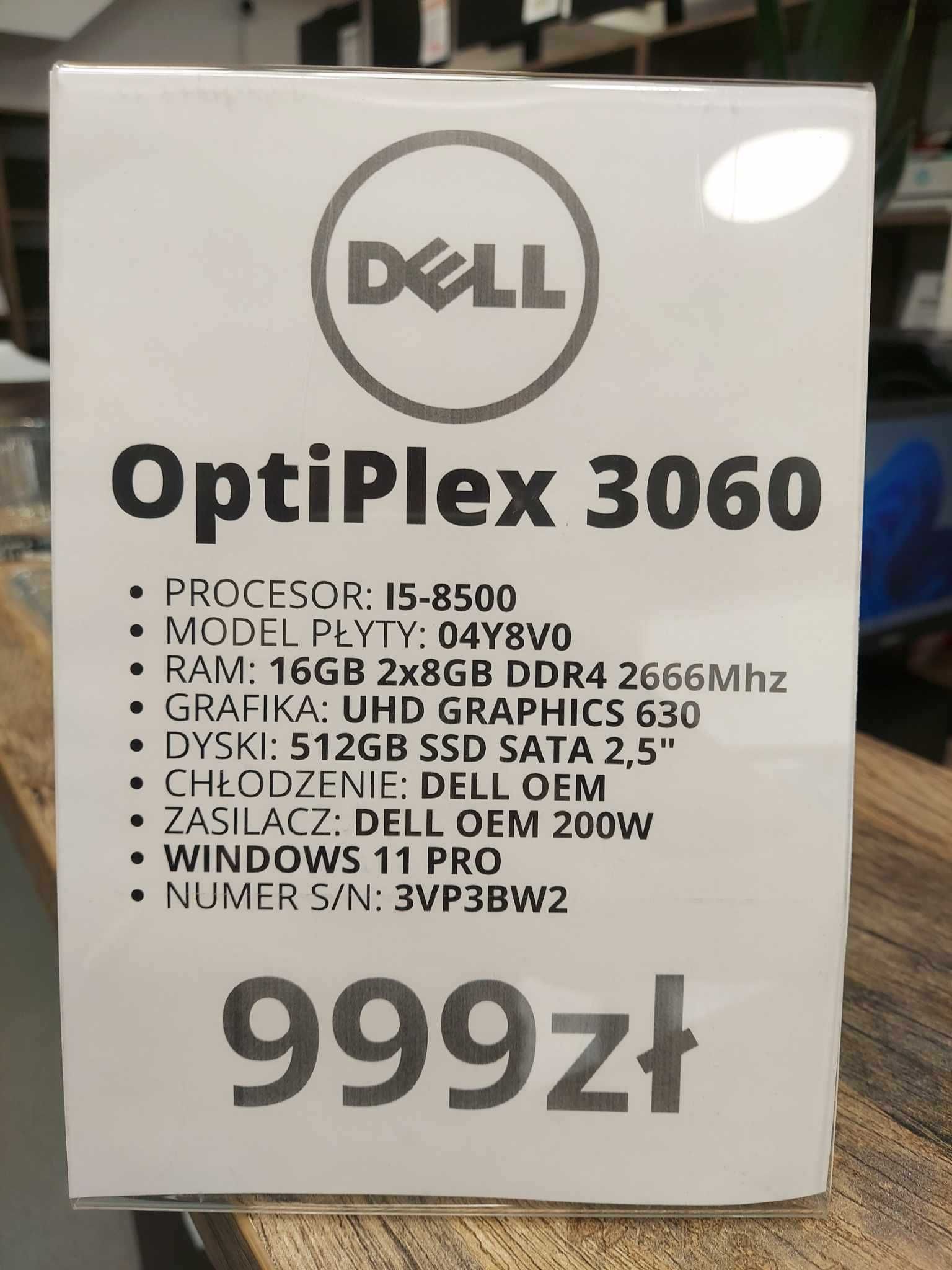 Komputer Dell OptiPLex 3060 i5-8500/16GB/512GB/WINDOWS 11 gwarancja