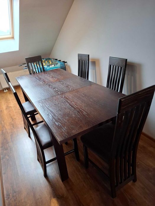 Stół prostokątny rozkładany + krzesła