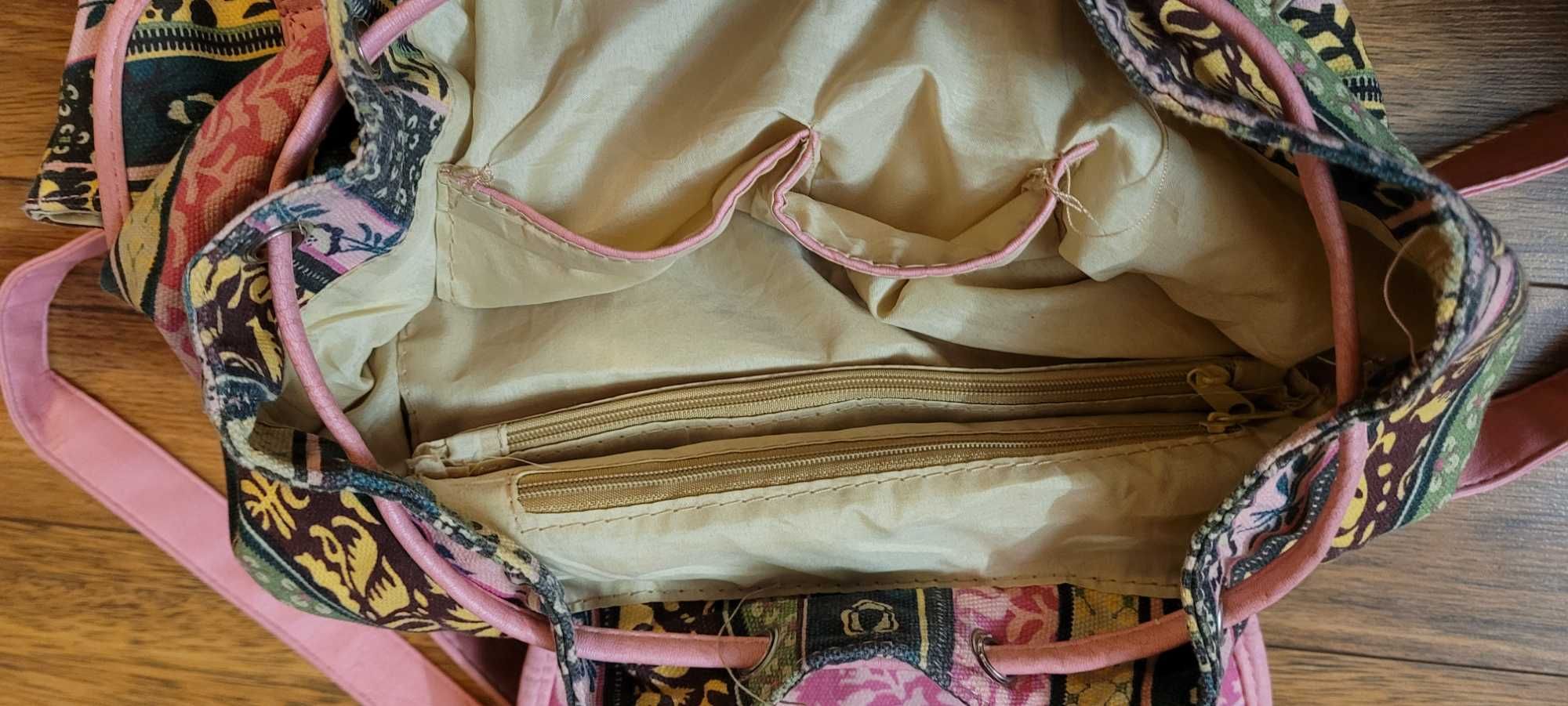 Plecak z tkaniny folkowy