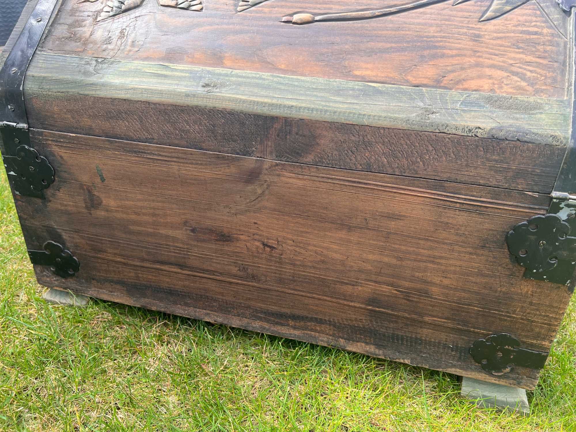 Skrzynia drewniana kufer rustical handmade rzeźbiona