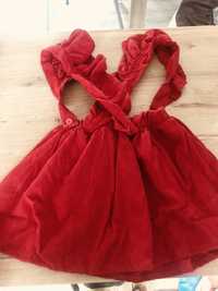 spódnica na szelkach sukienka święta mikołajki czerwona 98/104