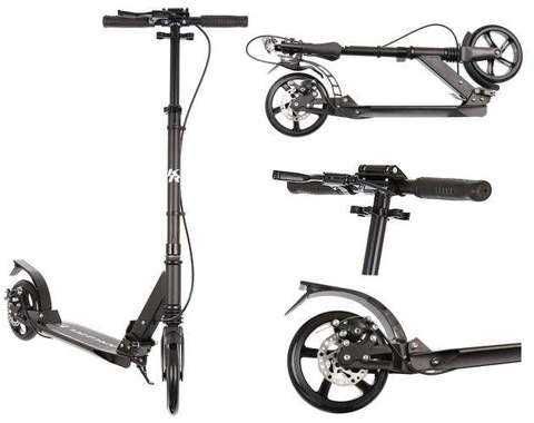 Duża Hulajnoga miejska amortyzowana z hamulcem tarczowym czarna