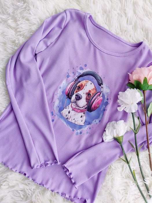 Bluzka na długi rękaw z pieskiem 128