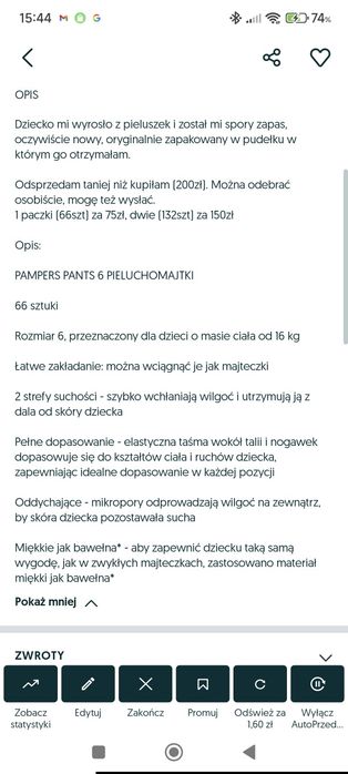 Pampers do pani Renaty