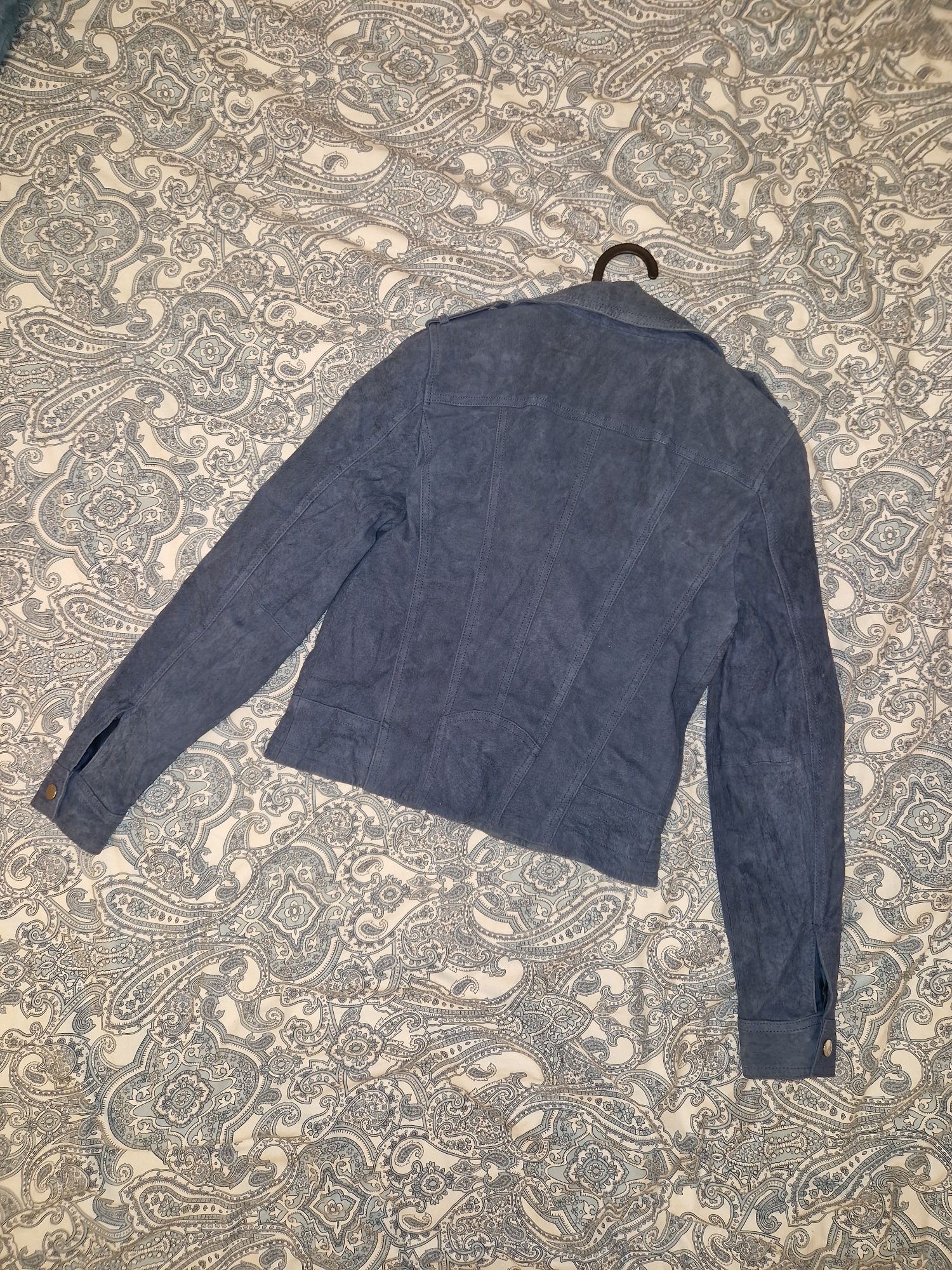 Ramoneska Vero moda M 38 skóra naturalna zamsz ciemnoniebieska hit