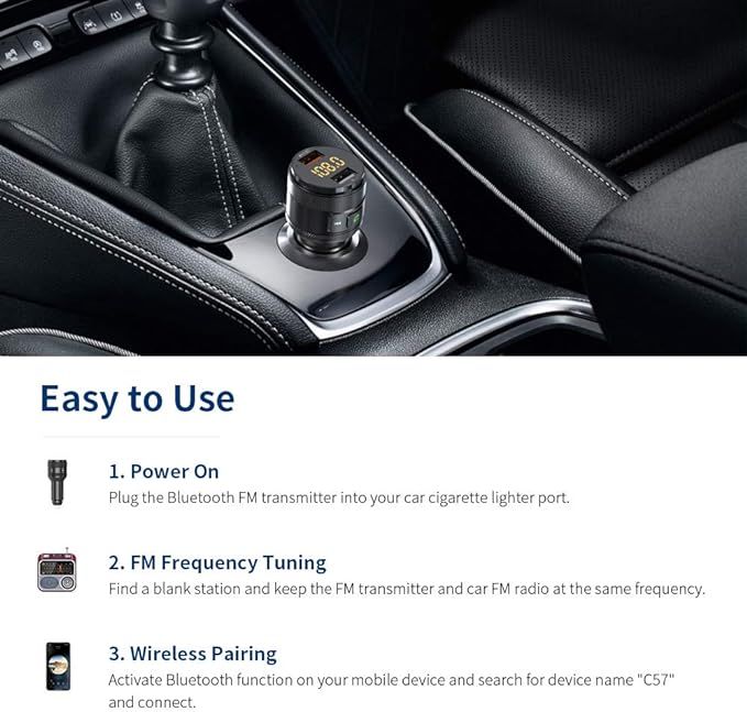 adapter z 2 portami usb car kit qc3.0 bluetooth