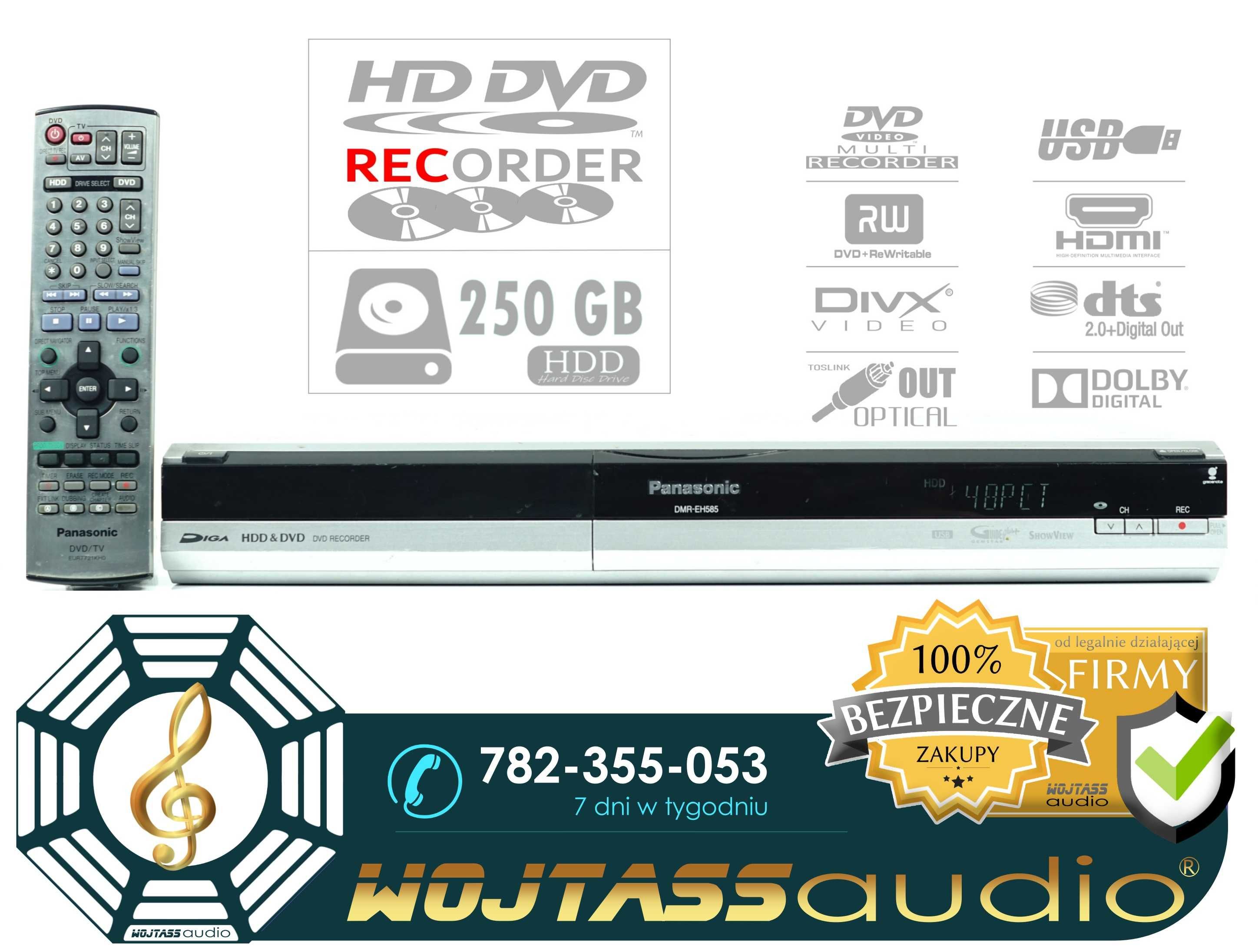 Nagrywarka DVD PANASONIC DMR-EH585 Hdd 250GB Divx USB