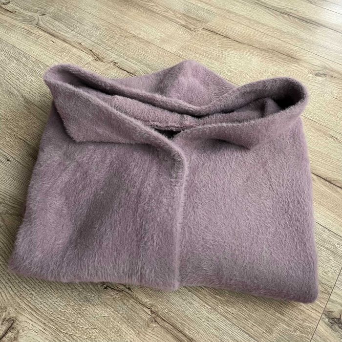 Damski sweter kardigan lawendowy z kapturem XL